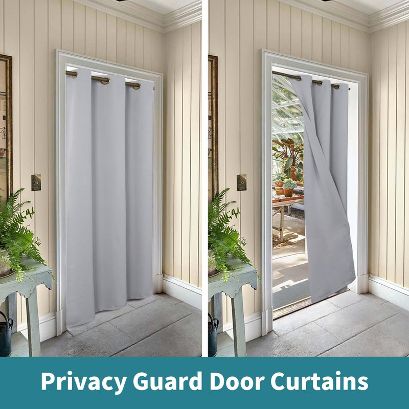BGment Light Grey Door Curtain 78 Inch Length for Doorway  Bedroom Closet Curtain  Privacy Thermal Insulated Blackout Grommet Room Divider for Room Separation  1 Panel  40 Inch Wide - Image 5