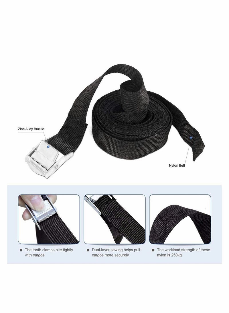 Loquat Ratchet Straps, Lashing Straps Tie Down Tension Belt Adjustable Cargo Heavy Duty Tensioning Belts with Quick Release Cam Bukle For Motorcycle, Car Luggage Trailer -6 Pcs - Image 2