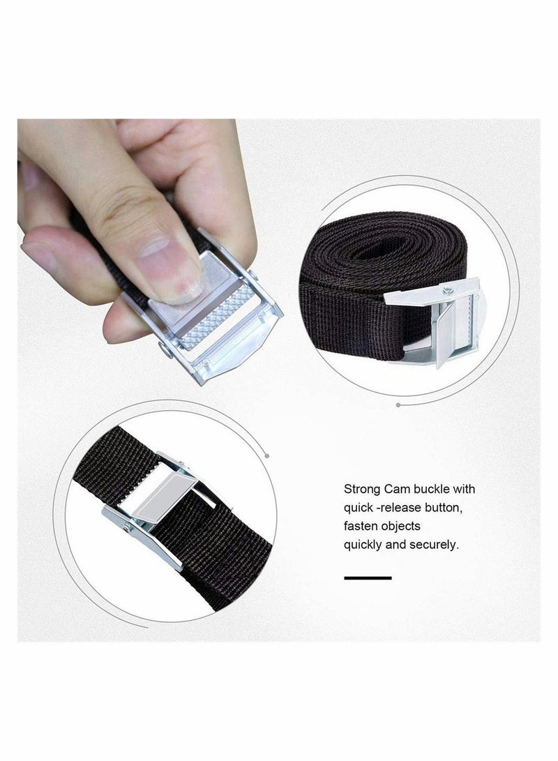 Loquat Ratchet Straps, Lashing Straps Tie Down Tension Belt Adjustable Cargo Heavy Duty Tensioning Belts with Quick Release Cam Bukle For Motorcycle, Car Luggage Trailer -6 Pcs - Image 3