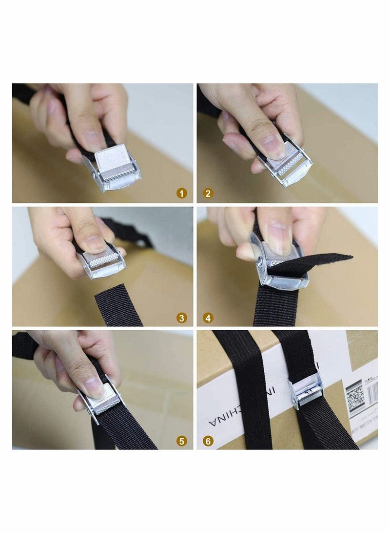 Loquat Ratchet Straps, Lashing Straps Tie Down Tension Belt Adjustable Cargo Heavy Duty Tensioning Belts with Quick Release Cam Bukle For Motorcycle, Car Luggage Trailer -6 Pcs - Image 4