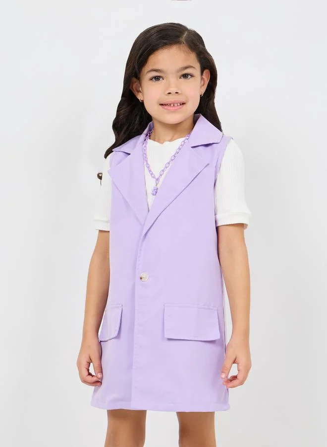 Styli Pack of 3 - Lapel Neck Blazer, Rib Knit Top & Shorts