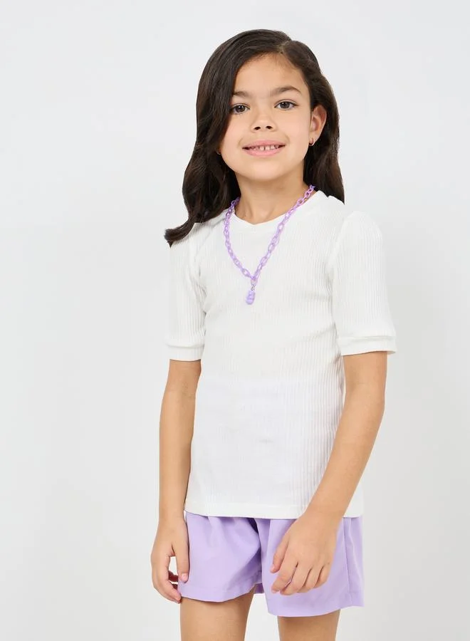 Styli Pack of 3 - Lapel Neck Blazer, Rib Knit Top & Shorts