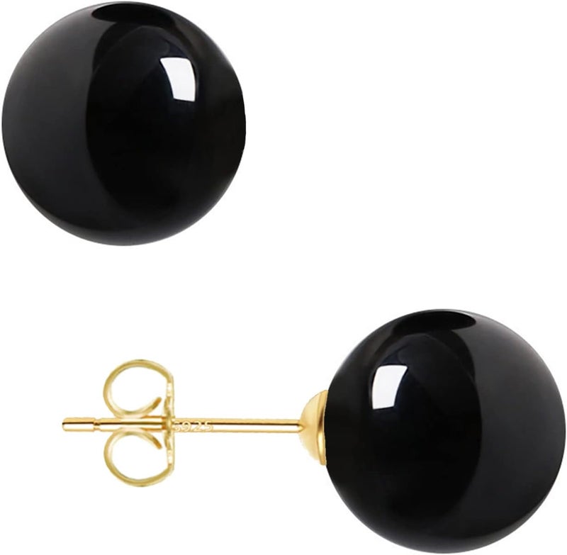 EFTKOY 18K Gold Plated 925 Sterling Silver Shell Pearl Stud Earrings,Hypoallergenic to Sensitive Ears - Image 1