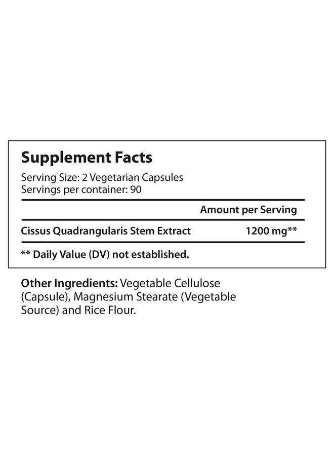 LongLifeNutri Cissus Quadrangularis 1200mg - 180 Veggie Capsules - Natural Formula for General Wellness and Vitality  - Image 5