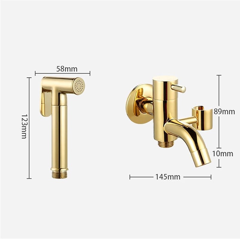 Brass Handheld Sprayer for Toilet Diaper Feminine Pet Wash Easy Install Gold - Image 5
