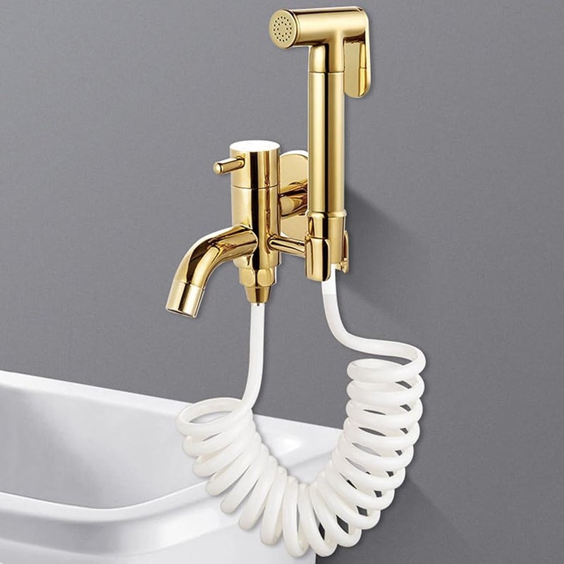 Brass Handheld Sprayer for Toilet Diaper Feminine Pet Wash Easy Install Gold - Image 4