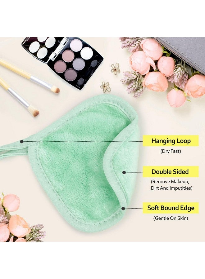 HOMEXCEL Makeup Remover Cloth 12 Count (Pack of 1), Reusable Makeup Remover Pads, Washable Ultra Soft Facial Cleansing Cloths for All Skin Types, 5 X 5 In, Green - Image 2