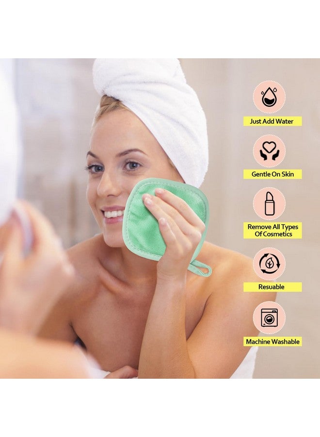 HOMEXCEL Makeup Remover Cloth 12 Count (Pack of 1), Reusable Makeup Remover Pads, Washable Ultra Soft Facial Cleansing Cloths for All Skin Types, 5 X 5 In, Green - Image 5