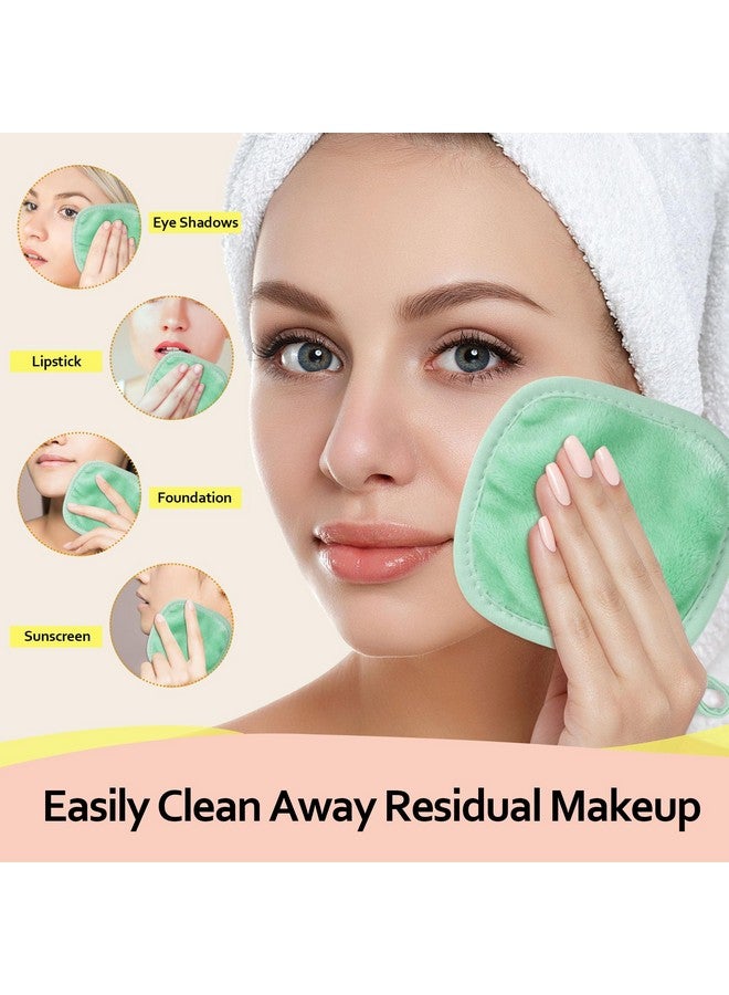 HOMEXCEL Makeup Remover Cloth 12 Count (Pack of 1), Reusable Makeup Remover Pads, Washable Ultra Soft Facial Cleansing Cloths for All Skin Types, 5 X 5 In, Green - Image 3
