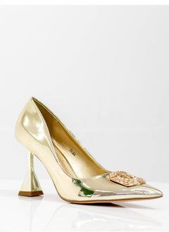 LAMARAPARIS Sajna 9cm heel court with oct diamante trim gold  - Image 1