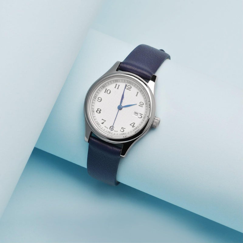 WOCCI 20mm Lug Width, Elegant Watch Band, Genuine Leather Replacement Strap with Rose Gold Buckle (Dark Blue) - Image 2