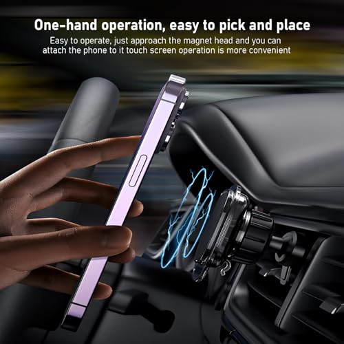 WOSCHER Car Mobile Holder Magnetic Car Phone Holder Mount, Air Vent/Dashboard Magnetic Phone Mount for iPhone 16/15/14/13/12, Strong Magnets, Car Accessories, Black Carbon Fiber - Image 4