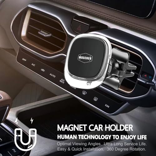 WOSCHER Car Mobile Holder Magnetic Car Phone Holder Mount, Air Vent/Dashboard Magnetic Phone Mount for iPhone 16/15/14/13/12, Strong Magnets, Car Accessories, Black Carbon Fiber - Image 2