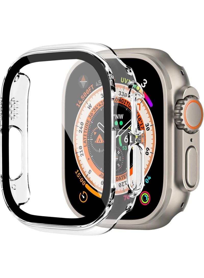 Ultra thin Hard PC Case Compatible for Apple Watch Ultra 49mm with Tempered Glass Film Screen Protector,Overall Protective Cover Cases for iWatch 49mm,Watch Cover for Women & Men,Transparent - Image 1