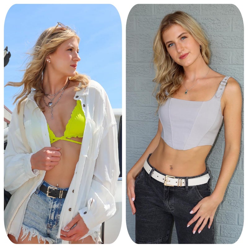UnFader Pack 3 Women Belts for Jeans Pants, Fashion Gold Buckle Leather Belts - Image 4