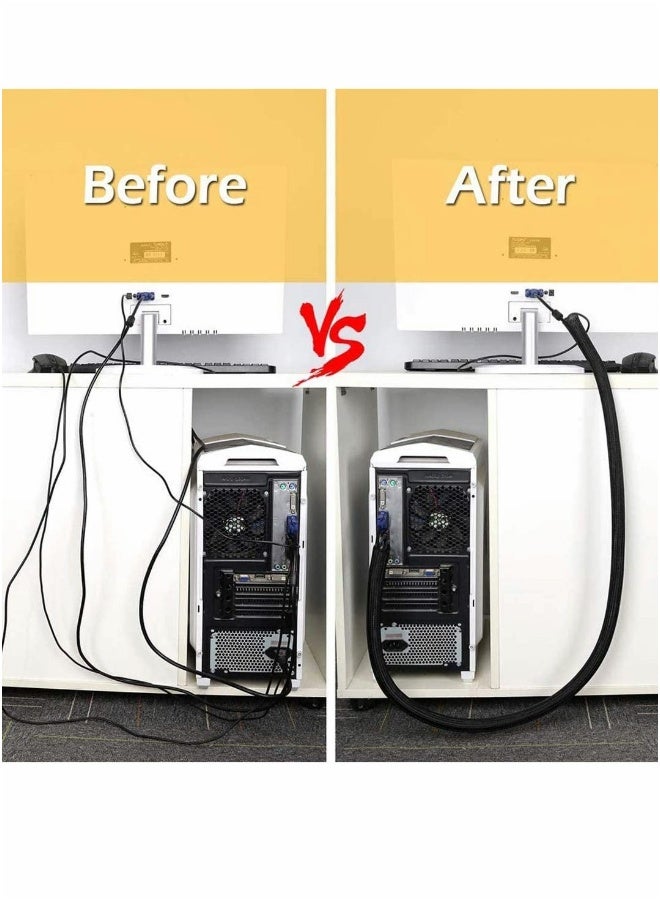 Cable Sleeve 25ft - Cable Management Cable Cord Adjustable Flexible Cord Organizer Cable Channel Cable Cover Protection System for DES TV, Computer, Home Theater - Image 5