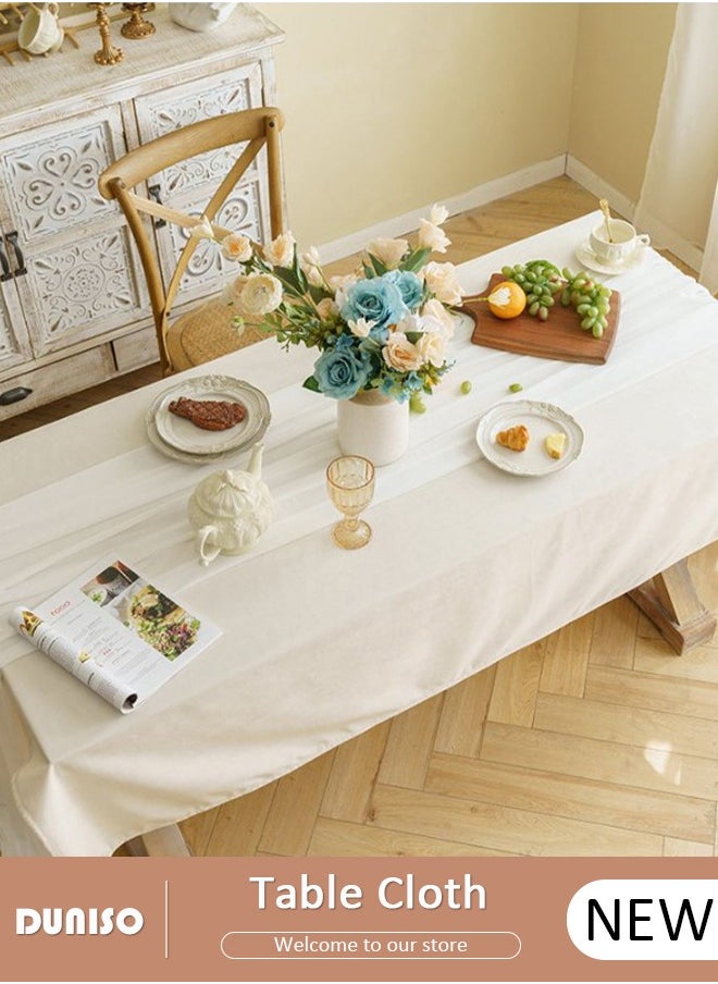 DUNISO Waterproof Table Cloth Rectangle Table Cloth, 140*200 cm Polyester Fiber  Wrinkle Free Anti-Fading Tablecloths Washable Dust-Proof Table Cover for Kitchen Dinning Party  - Image 1