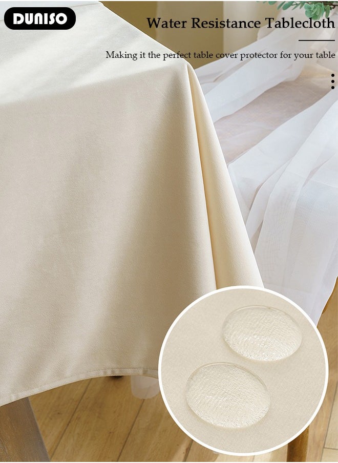 DUNISO Waterproof Table Cloth Rectangle Table Cloth, 140*200 cm Polyester Fiber  Wrinkle Free Anti-Fading Tablecloths Washable Dust-Proof Table Cover for Kitchen Dinning Party  - Image 2