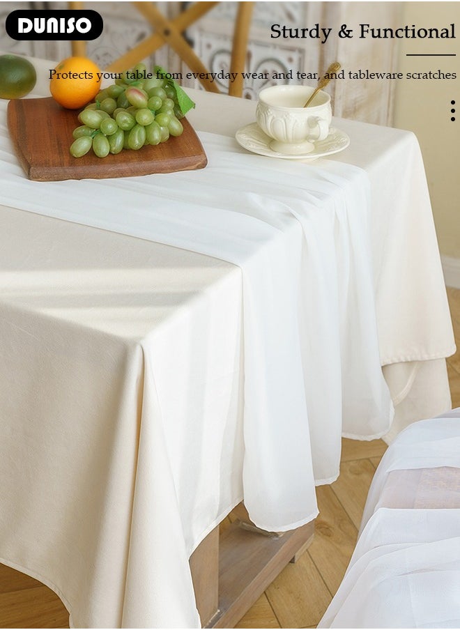 DUNISO Waterproof Table Cloth Rectangle Table Cloth, 140*200 cm Polyester Fiber  Wrinkle Free Anti-Fading Tablecloths Washable Dust-Proof Table Cover for Kitchen Dinning Party  - Image 5