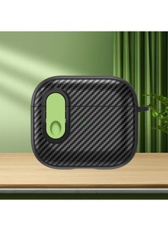 Case Cover For AirPods 3 Carbon Fiber Texture Wireless Earphones Case with Security Lock Green