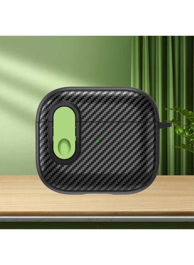 Generic - Case Cover For AirPods 3 Carbon Fiber Texture Wireless Earphones Case with Security Lock Green - Image 1