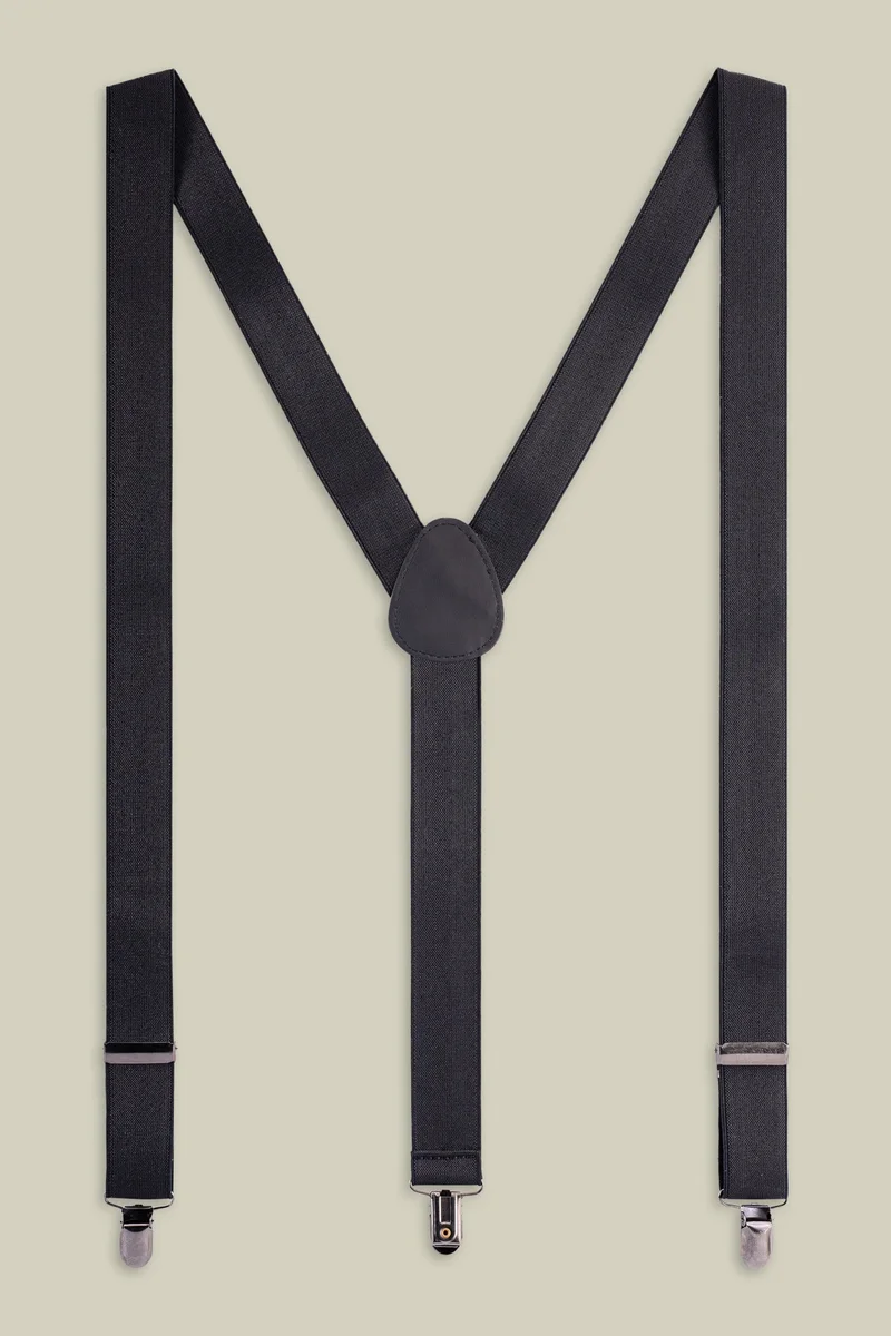 Doppelganger Single-colour men's elastic braces - Black