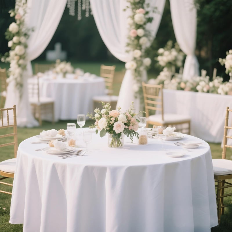 MRJ 70 Inch Round White Tablecloth Stain and Wrinkle Resistant Washable Polyester Table Cloth for Restaurant Hotel Wedding - Image 5
