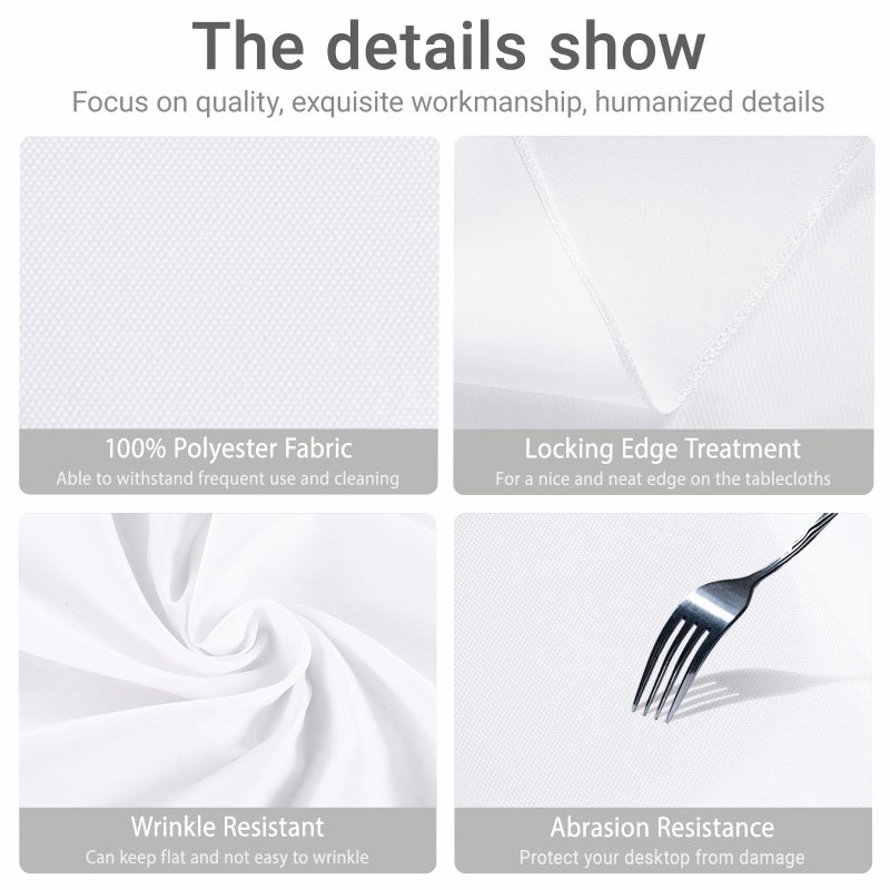 MRJ 70 Inch Round White Tablecloth Stain and Wrinkle Resistant Washable Polyester Table Cloth for Restaurant Hotel Wedding - Image 4