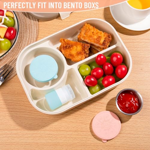 MICEBAY 8-Pack Salad Dressing Container To Go, 1-oz Silicone Small Condiment Squeeze Bottles and 1.6 oz Stainless Steel Sauce Containers Cups, Leakproof Condiment Containers with Lids for Lunch Box - Image 4