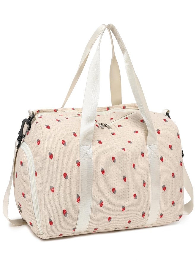 BLUBOON Duffle Bag Girls Kids Cute Gym Bag with Shoes Compartment & Wet Separation Water-resistant Sports Overnight Travel Bag(Corduroy Strawberry) - Image 1