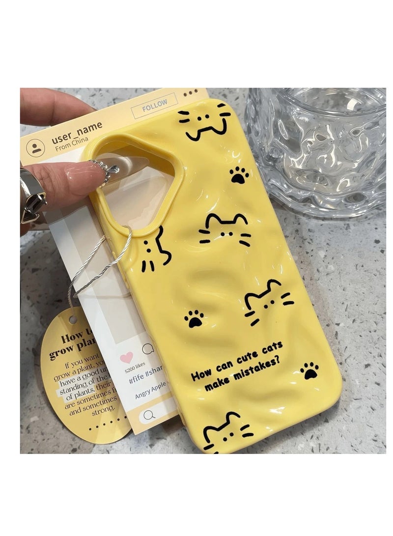 NIBEMINENT Cute Kitten Protective TPU Case Cover For IPhone 15 Pro, Yellow