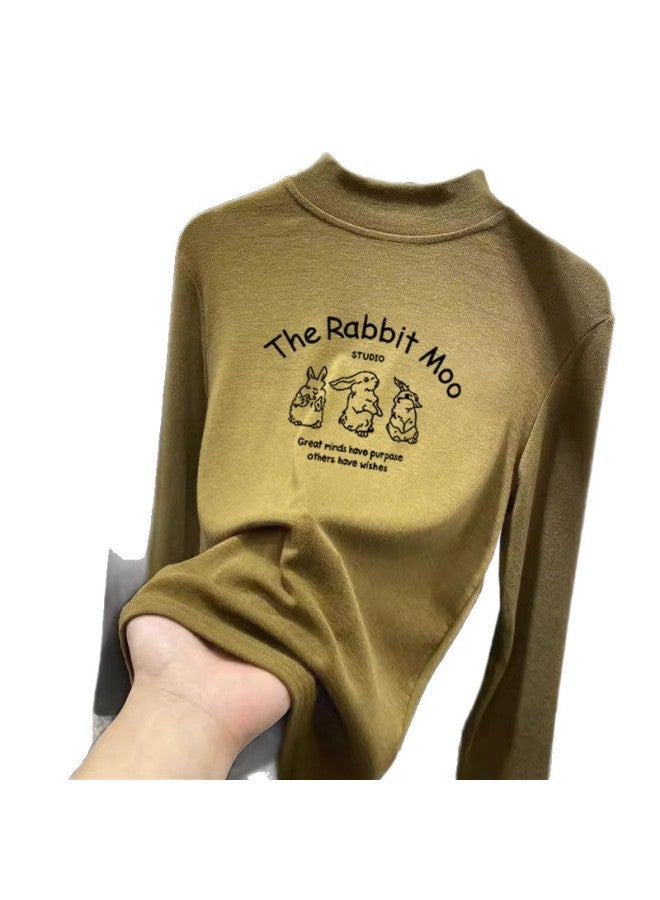 Children's Velvet Bottoming Shirt With Autumn And Winter Style New Warm Top, Medium And Large Kidsren's Long-sleeved T-shirt - Image 5