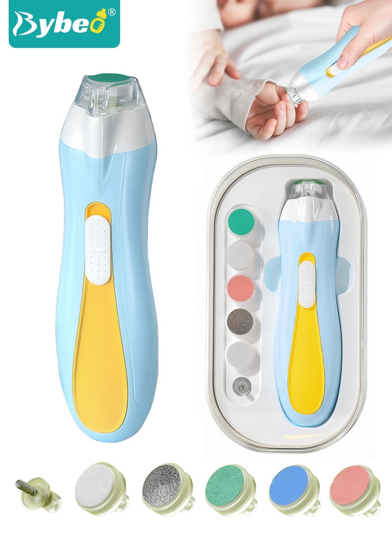 Bybeo Baby Nail Clippers, Electric Trimmer, Infant Nails File Kit with LED Lighting, and 6 Different Sized Sanding Pads, Suitable for Newborn Toddler Children or Adults Toes Fingernails Care - Image 1