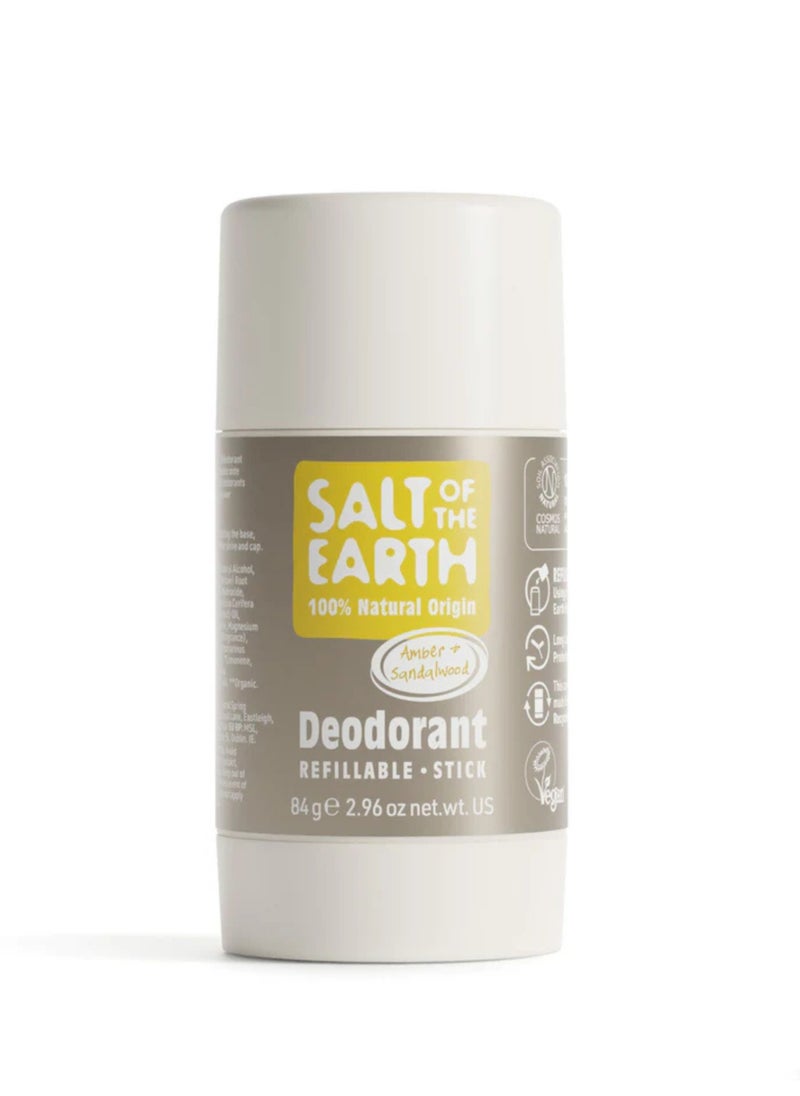 Salt Of The Earth Natural Deodorant Refillable Amber & Sandalwood Stick 100% Natural 84 g  - Image 1