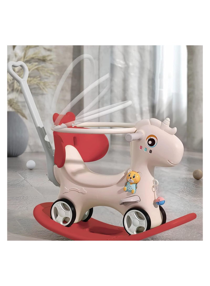 4 in 1 Rocking Horse, Baby Balance Bike Ride On Toys for Toddler 1-3, Rocker Toy for Kid, Toddler Ride Animal Indoor/Outdoor, Boy&Girl Rocking Animal, Infant Ride Toy, Birthday Gift - Image 1