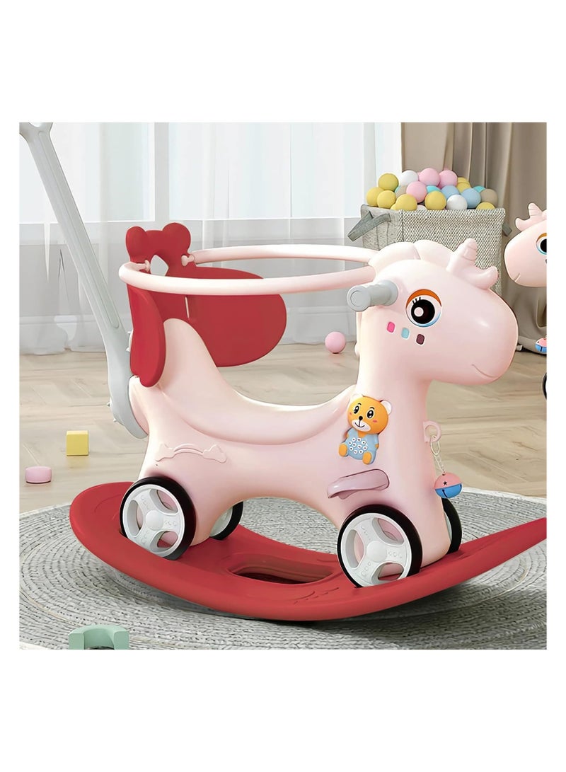 4 in 1 Rocking Horse, Baby Balance Bike Ride On Toys for Toddler 1-3, Rocker Toy for Kid, Toddler Ride Animal Indoor/Outdoor, Boy&Girl Rocking Animal, Infant Ride Toy, Birthday Gift - Image 4