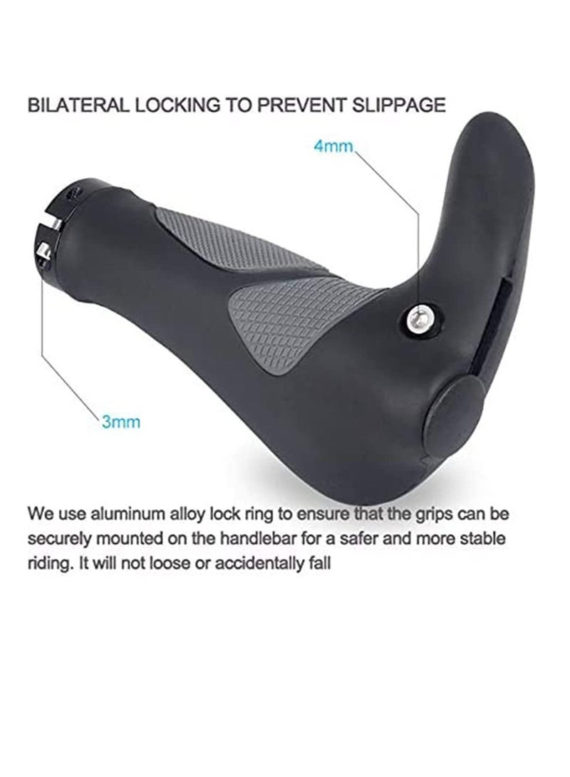 Generic Bike Handlebar Grips Bicycle Ergonomic Handle Bar End Grips Comfort Handle Bar Lock On for Mountain Bike Cycling Rubber Bionic Gecko Palm Print Anti-Slip Grips with Horn 1 Pair - Image 3