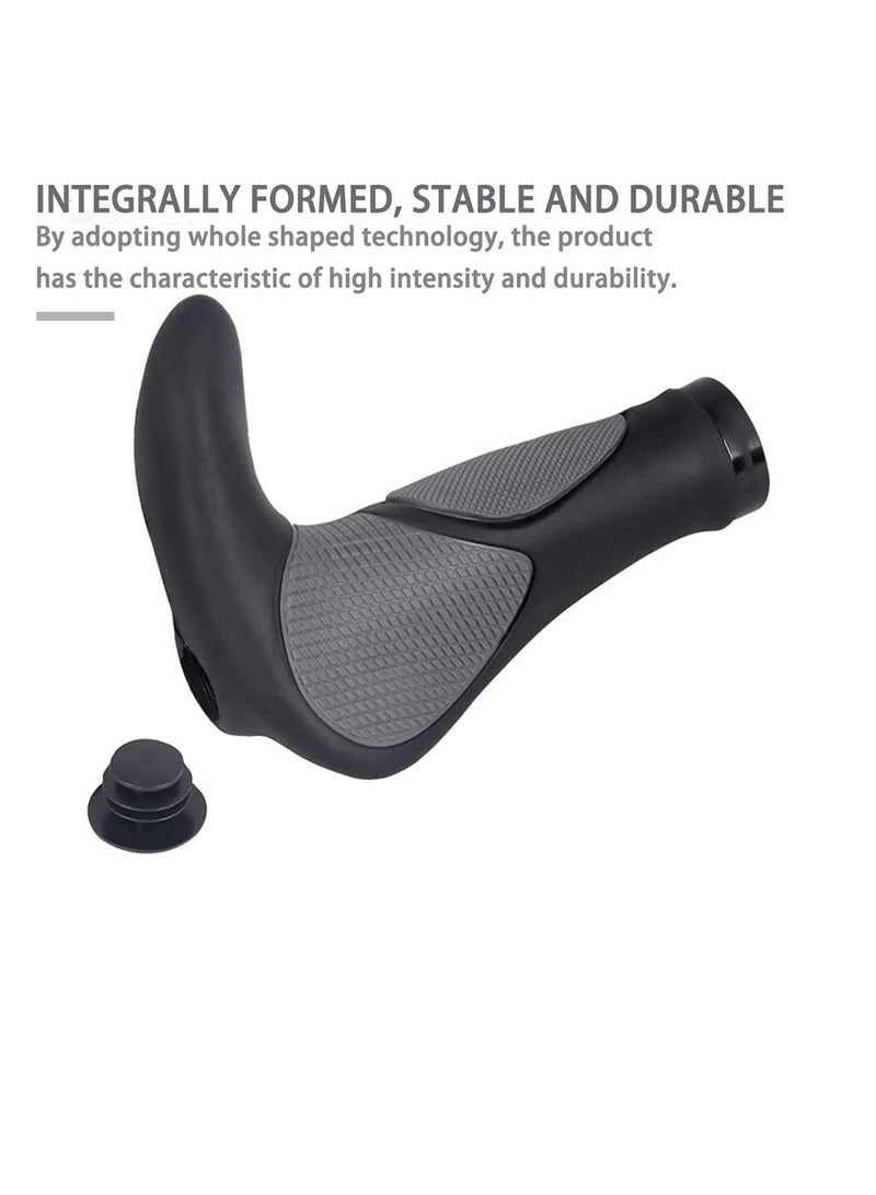 Generic Bike Handlebar Grips Bicycle Ergonomic Handle Bar End Grips Comfort Handle Bar Lock On for Mountain Bike Cycling Rubber Bionic Gecko Palm Print Anti-Slip Grips with Horn 1 Pair - Image 2