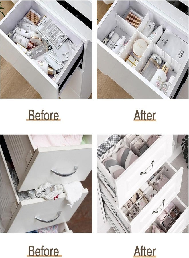 SWAURSAHA 8 Pcs Adjustable Interlocking Drawer Divider | Plastic Closet Organizer Clapboard Partition | Drawer Storage Separator for Socks, Underwear, Makeup, Cosmetics & Office Supplies - Image 5