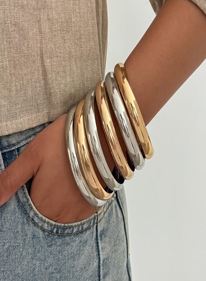 YEEZII 7 PCS Gold Bangle Bracelets for Women,14K Gold Plated Boho Indian Multi Stackable Bracelets Gold Bangles For Women Jewelry Gifts - Image 4