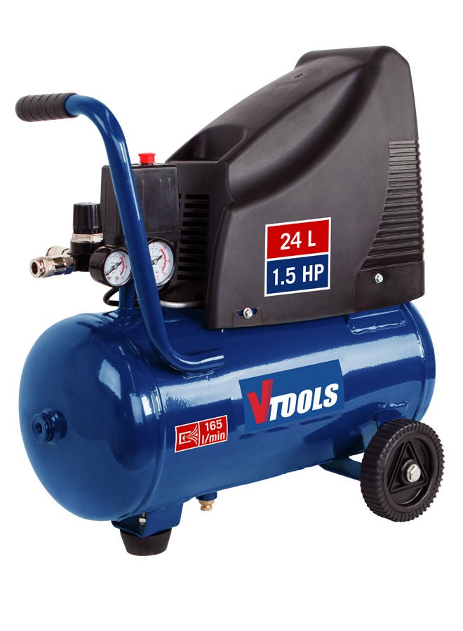 في تولز كمبروسر هواء محمول 24 لتر مع 2 مقاييس ضغط ومضخة خالية من الزيت  VT1302 - Image 2