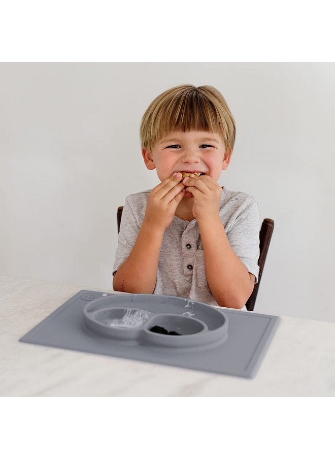 ezpz Happy Mat 24 Months+ (Gray) 100% Silicone Suction Plate With Builtin Placemat For Toddlers + Preschoolers Divided Toddler Plates Toddler Essentials  - Image 5