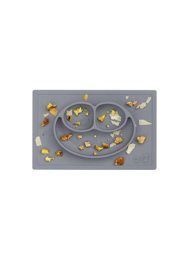 ezpz Happy Mat 24 Months+ (Gray) 100% Silicone Suction Plate With Builtin Placemat For Toddlers + Preschoolers Divided Toddler Plates Toddler Essentials  - Image 4