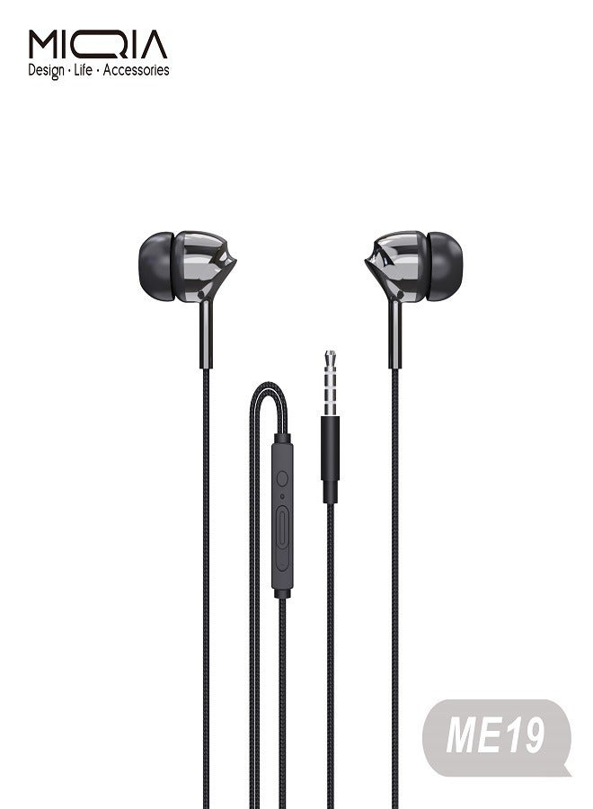 MIQIA 3.5mm Wired Earphone Grey ME19 - Image 1