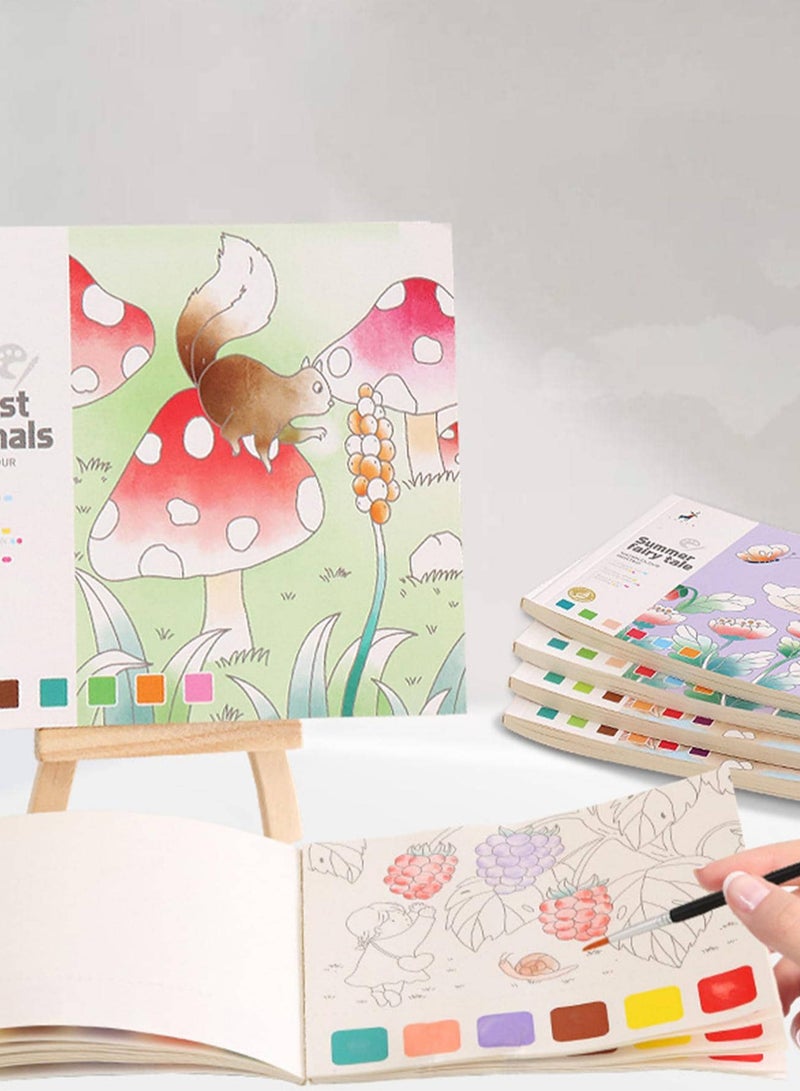 Drawing Coloring Book with Magic Watercolors and Brush, Creative Coloring Book for Kids, Consisting of 20 s in the Style of Forest Animals - Image 3