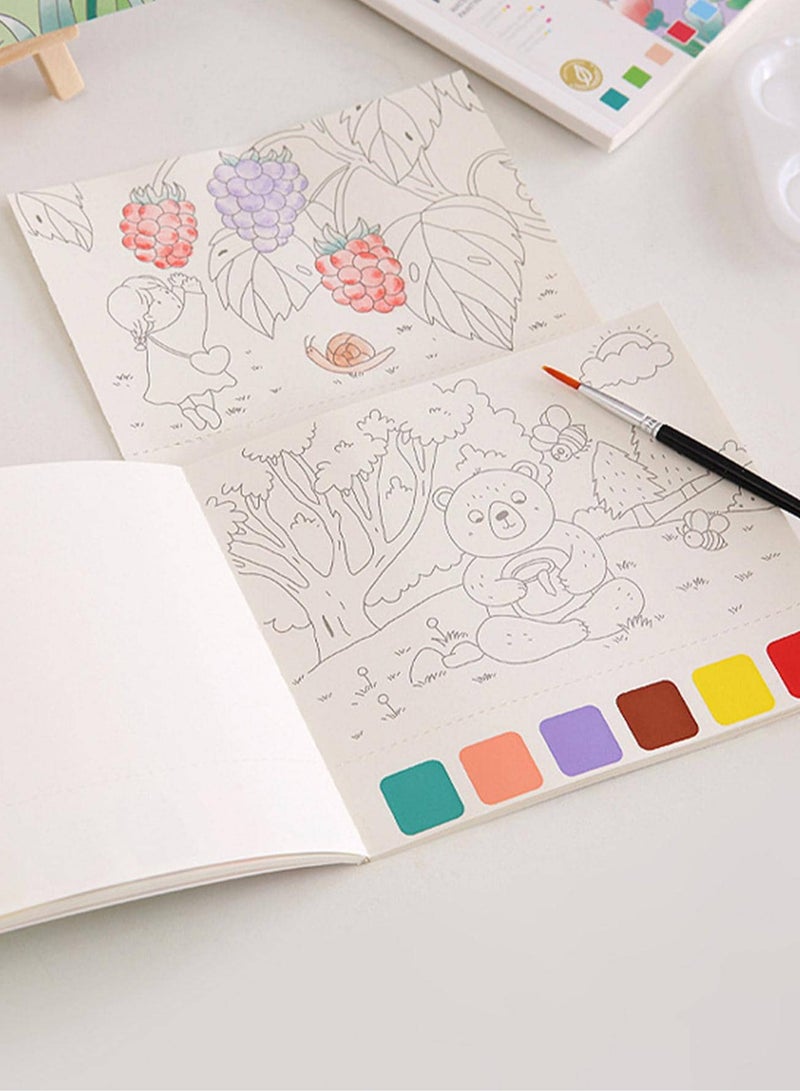Drawing Coloring Book with Magic Watercolors and Brush, Creative Coloring Book for Kids, Consisting of 20 s in the Style of Forest Animals - Image 1
