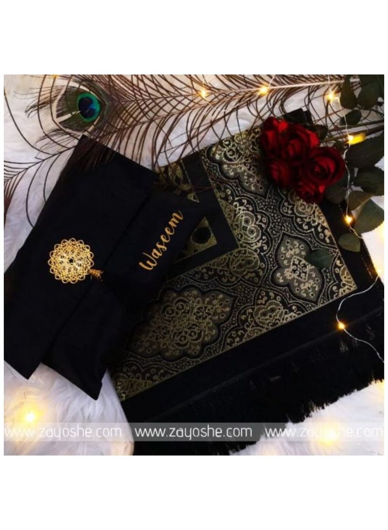 زيوش سجادة صلاة مع جراب - أسود - Image 1