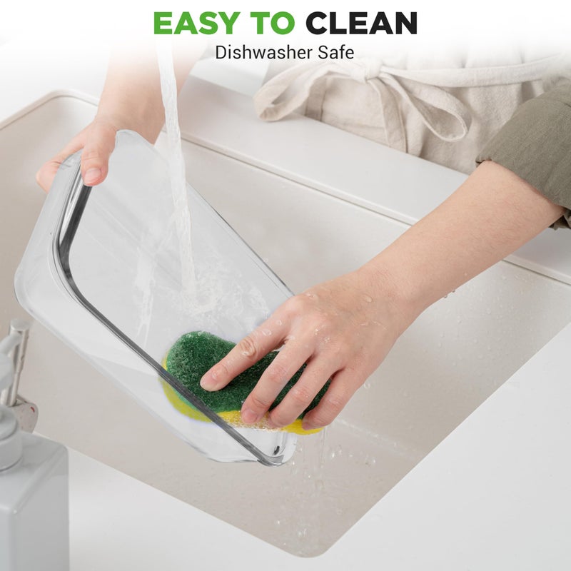 NutriChef 8-Piece Glass Baking Dish Set with Lids, (4 Stackable Rectangular Glass Dish and 4 BPA-Free Lids), Baking Pans for Lasagna, Meatloaf, Casserole, & Leftovers, Cooking, & Dishwasher Safe, Blue - Image 5