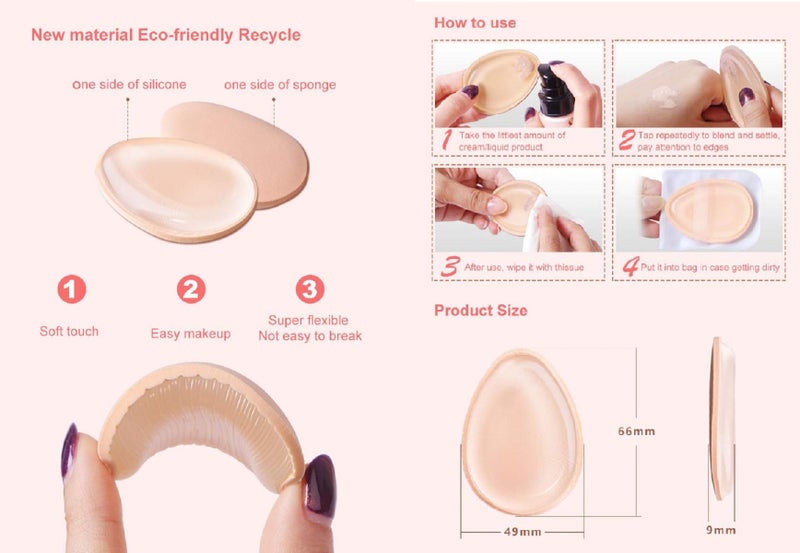 Out Of Box Comprehensive Makeup Blender Combo - 16-Piece Set Including Round Big Puff, Oval Puff, Round Puffs, Blender, Sponges Puff, Silicone 2in1 Puff, Emoji Design Round Puff, Oval Blush Brush for Foundation, Concealer, Powder - Image 5