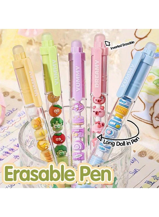 Erasable Pens With Long Doll Design Green Yellow Medium Tip Plastic Cute Stationery - Image 2